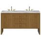 James Martin Hudson 60" Double Bathroom Vanity in Honey Oak with 3 cm Carrara Marble Top and Rectangular Sinks, , large