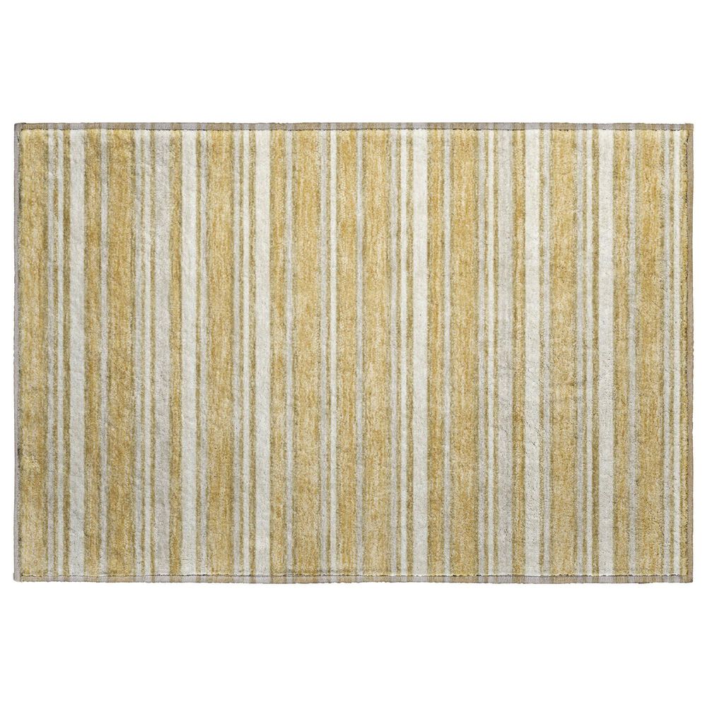 Dalyn Rug Company Soft Essentials Striped Gold 1"8" x 2"6" Indoor/Outdoor Area Rug, , large