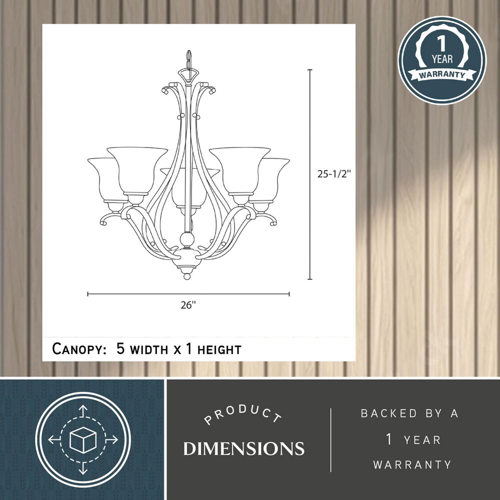Vaxcel Monrovia 5-Light Chandelier in Brushed Nickel, , large