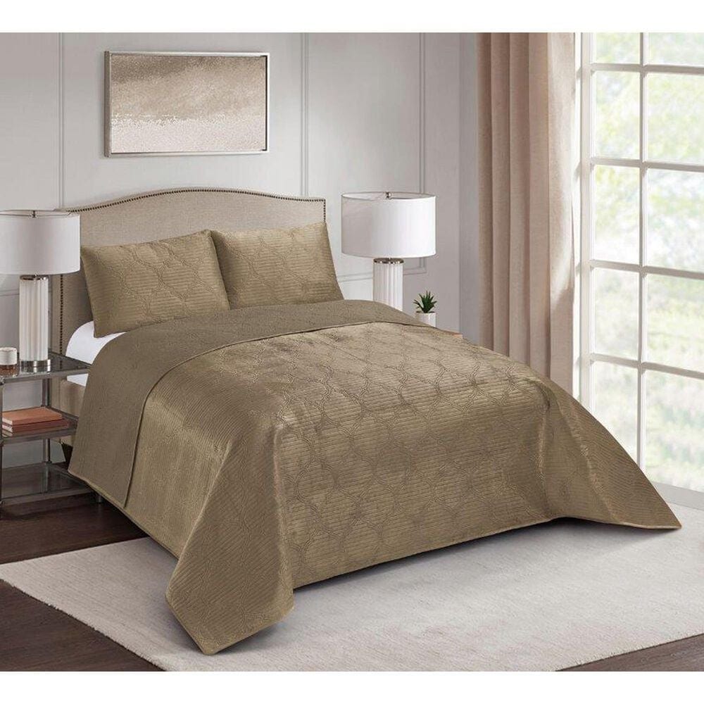 Duke Imports Virah Bella Micromink 3-Piece King Quilt Set in Mocha Tetra, , large