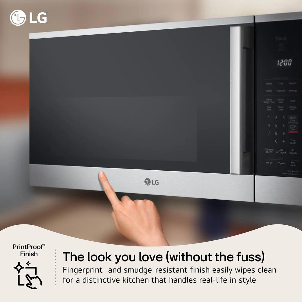 LG 2 Cu. Ft. Over-The-Range Microwave Oven in PrintProof Black Stainless Steel, , large