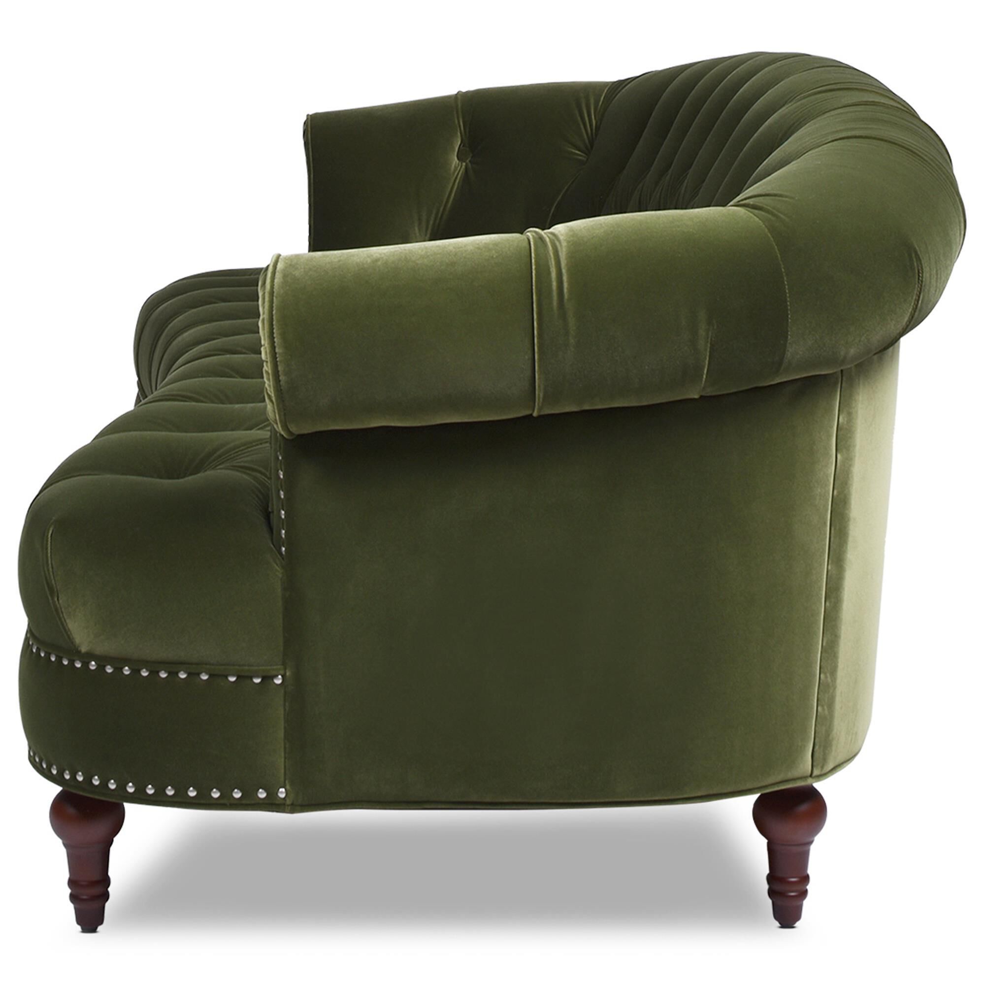 Jennifer Taylor Home La Rosa Stationary Sofa in Olive Green Velvet