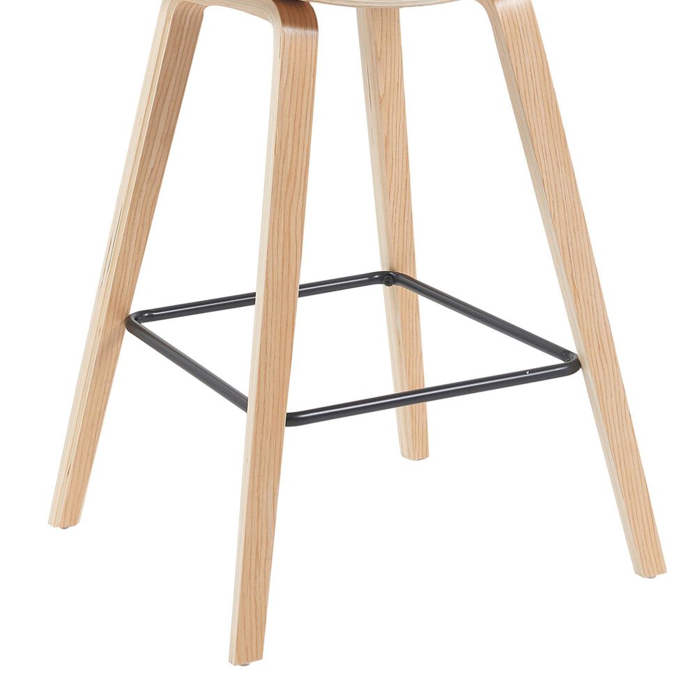 Armen Living Fox Bar Height Stool with Light Blue Upholstery in Patterned Oak, , large