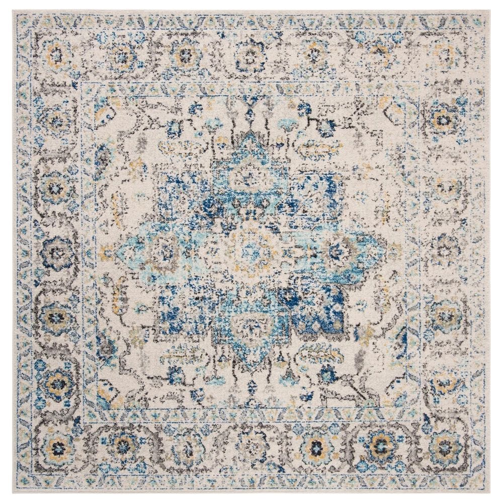 Safavieh Madison MAD603K 5" Square Turquoise and Ivory Area Rug, , large