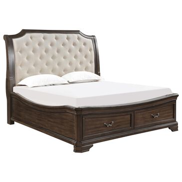 New Heritage Design Lyndhurst Queen Storage Bed in Walnut Brown, , large