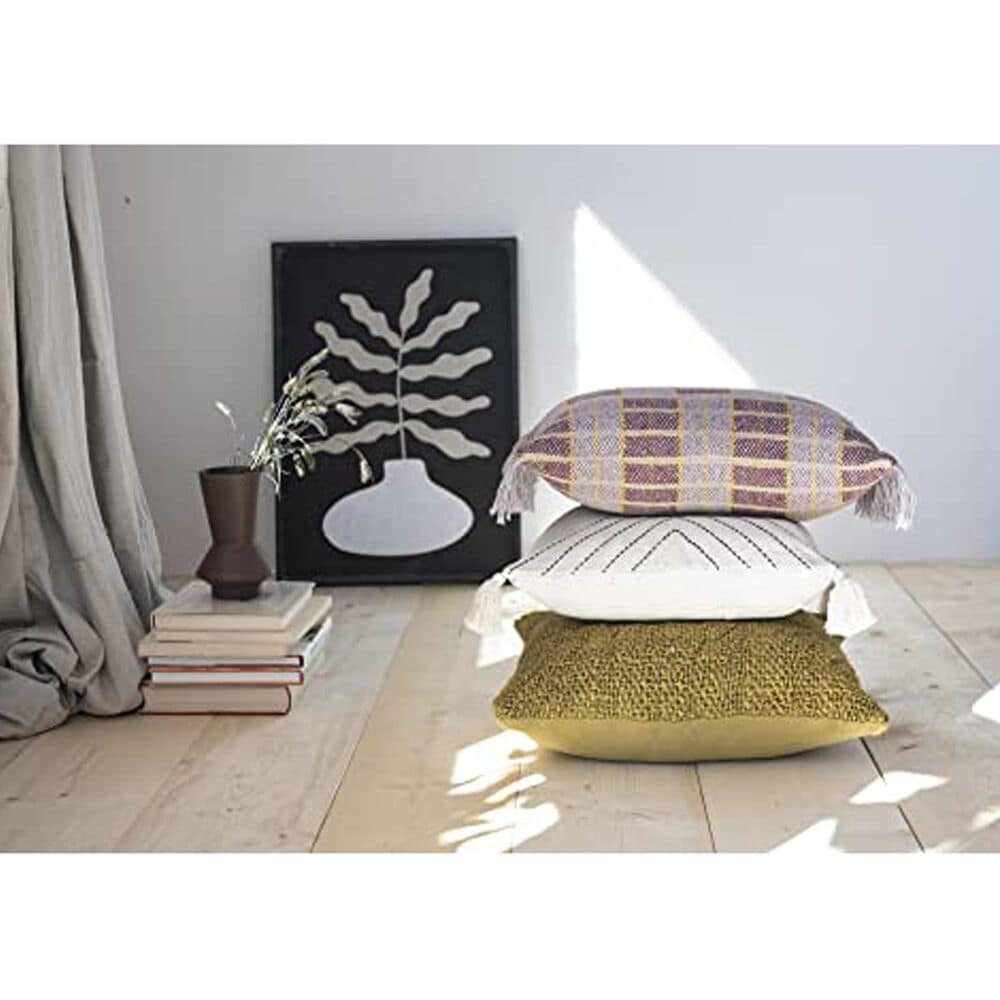 Teak Interiors 20&quot; x 20&quot; Woven Cotton and Jute Throw Pillow in Green, , large
