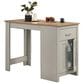 HOMLUX 3-Piece Counter Height Dining Set with Storage and 2-Stool in Light Gray and Oak, , large