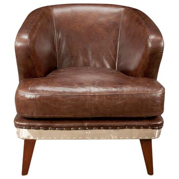 Moe"s Home Collection Preston Leather and Aluminum Club Chair in Brown, , large