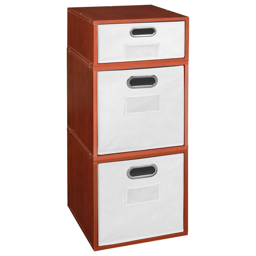 Regency Global Sourcing Niche Cubo 3-Piece Storage Set with Half Drawer in Cherry/White, , large