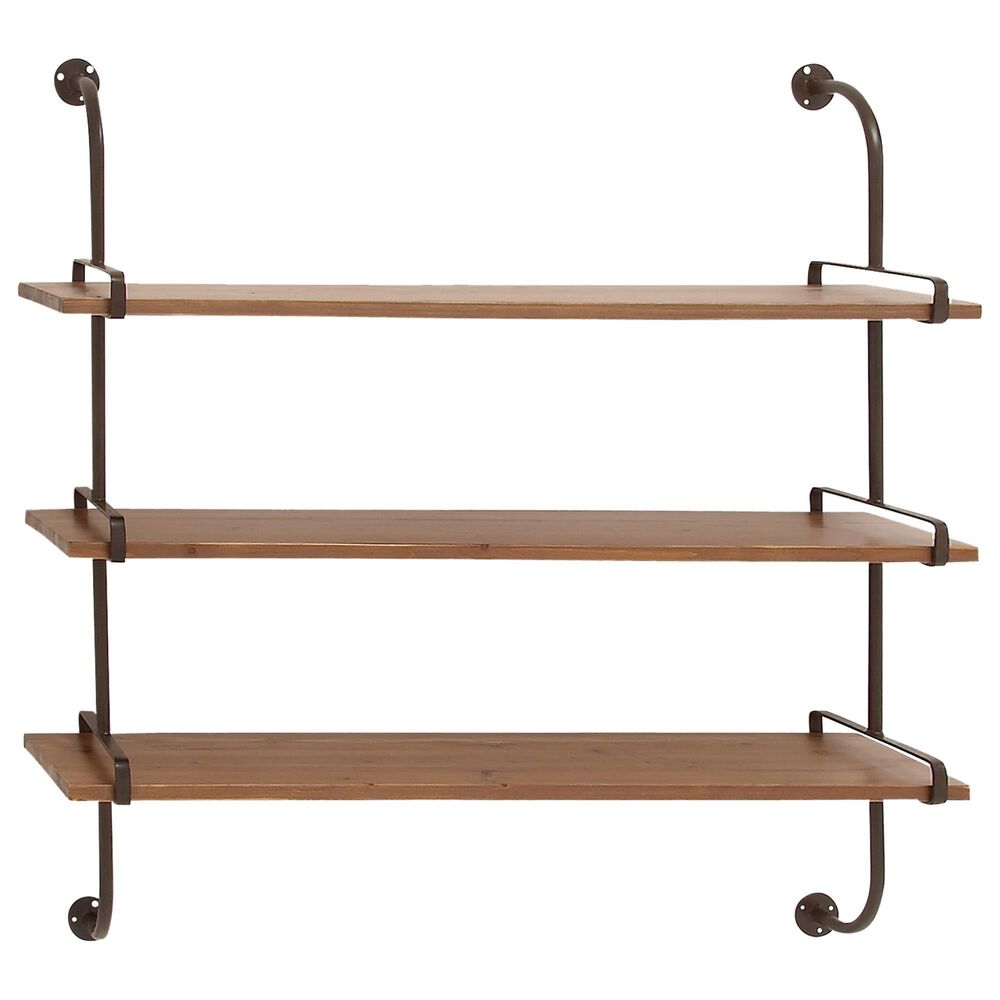 Maple and Jade 38" x 38" Wall Shelf in Natural Brown and Black, , large