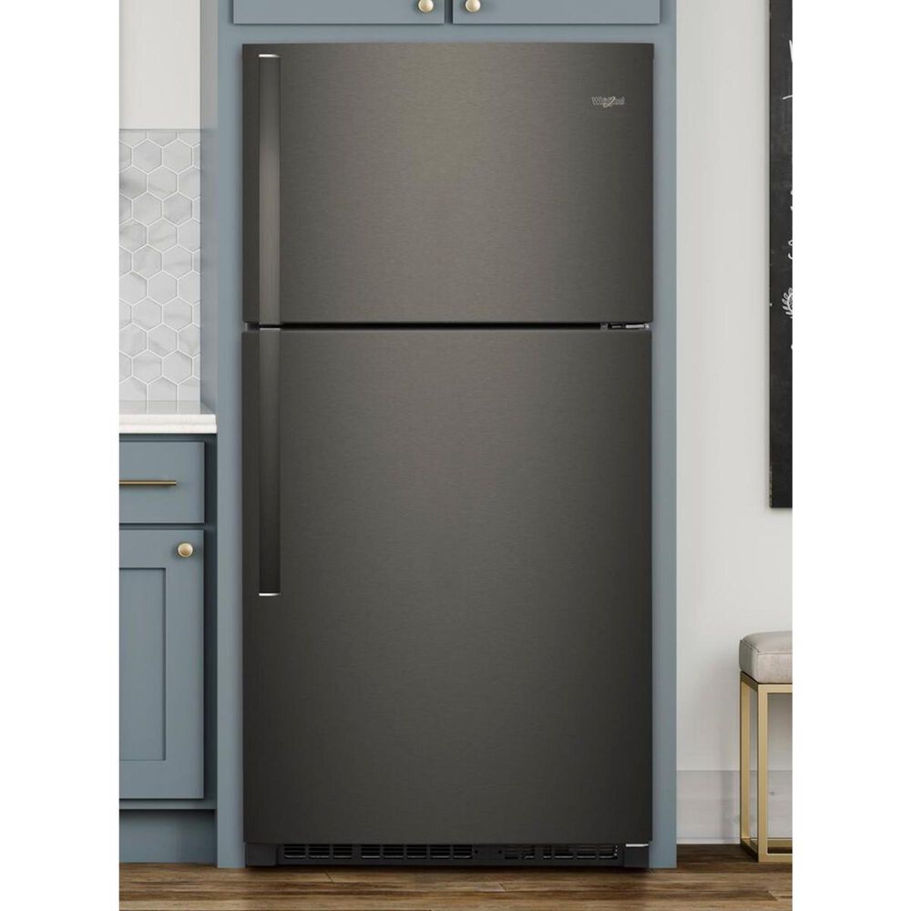 Whirlpool 21 Cu. Ft. 33" Wide Top Freezer Refrigerator in Black Stainless Steel, , large