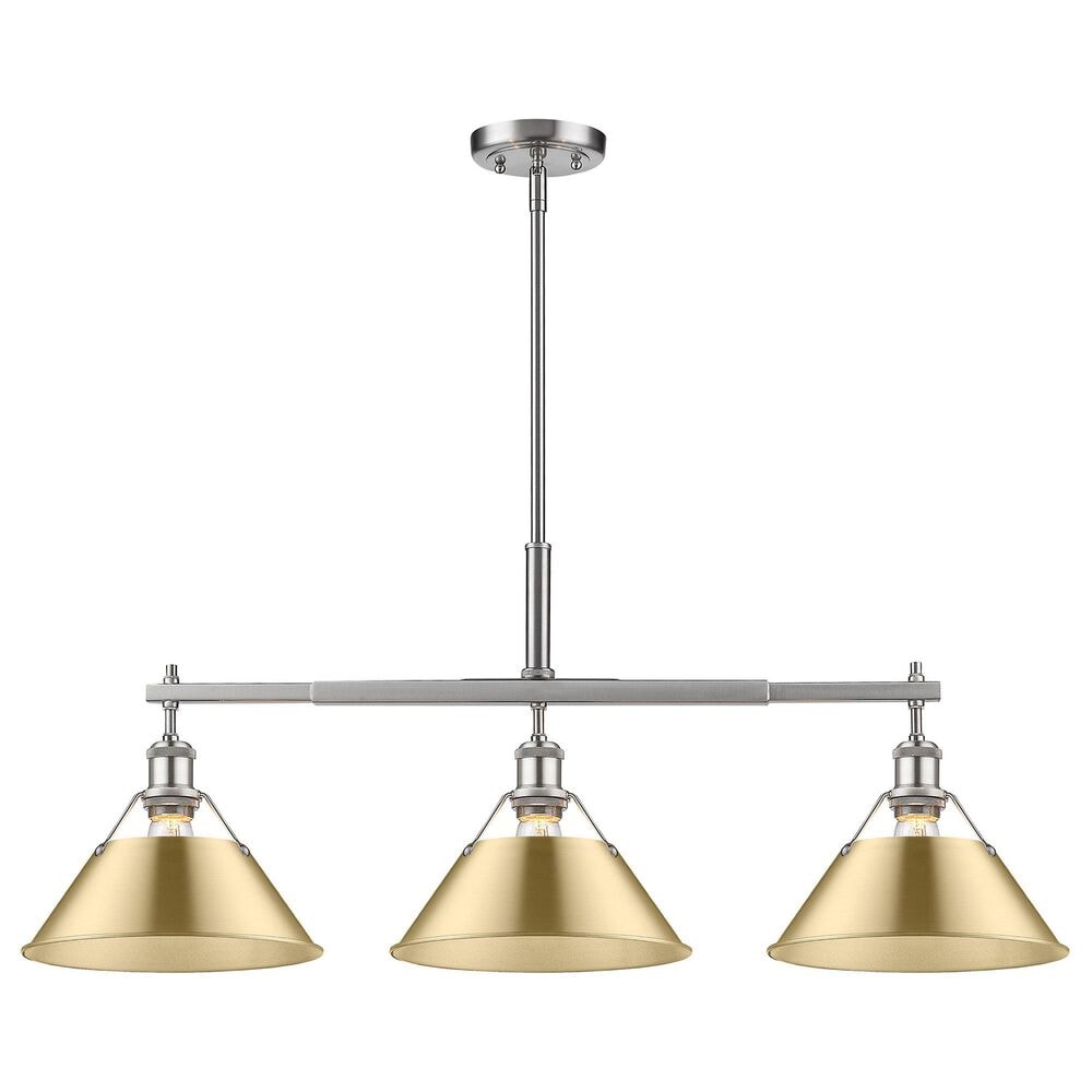Golden Lighting Orwell 3-Light Linear Pendant with Brushed Champagne Bronze Shade in Pewter, , large