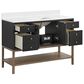 37B Isadore 48" Single Bathroom Vanity Cabinet in Tricorn Black and White Composite Stone Top and Backsplash, , large