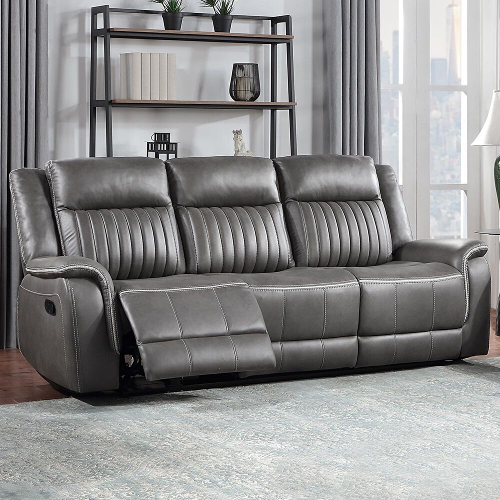 New Heritage Design Enzo Manual Reclining Sofa in Gray, , large