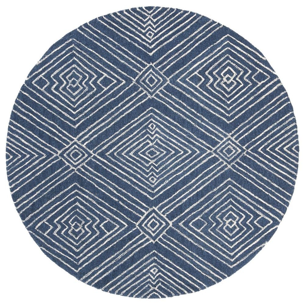Safavieh Micro-Loop MLP608N 5" Round Navy and Ivory Area Rug, , large
