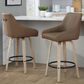 LumiSource Hannah Swivel Counter Stool with Brown Faux Leather Upholstery in Whitewashed and Black (Set of 2), , large