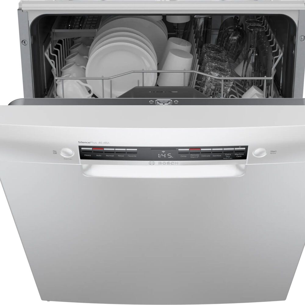 Bosch 300 Series 18" Built-In Smart Dishwasher with 5 Wash Cycles in White, , large