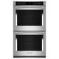 Kitchenaid 2-Piece Kitchen Package with PrintShield Stainless Steel 30" Double Wall Oven and 36" Black Electric Cooktop, , large