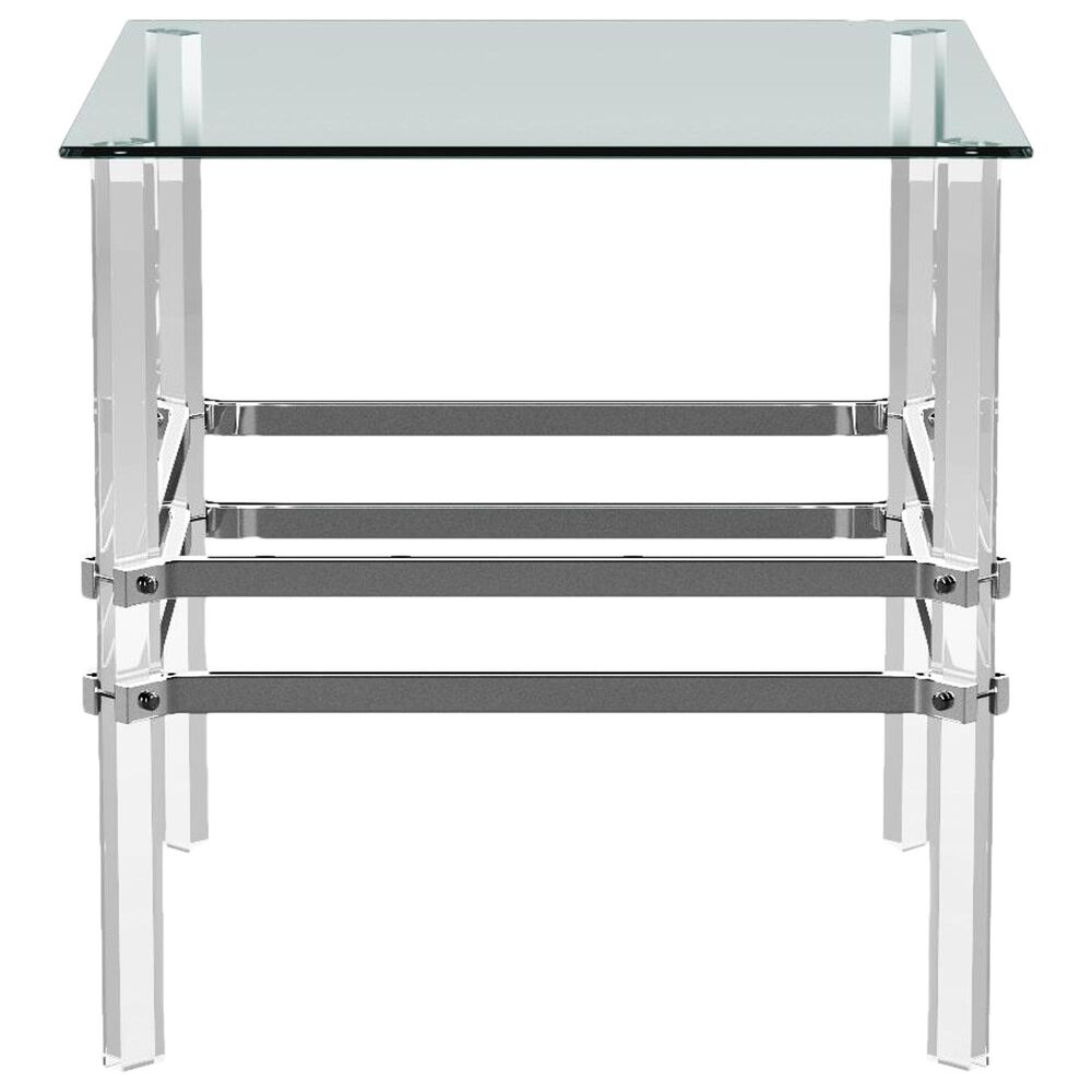 Furniture of America Johns End Table in Chrome and Clear, , large