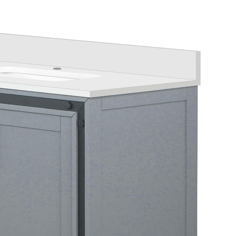 Lexora Home Ziva 80&quot; Double Bathroom Vanity in Dark Grey with 2 cm White Quartz Top and Rectangular Sinks, , large
