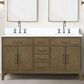 Lexora Home Laurel 60" Double Bathroom Vanity in Grey Oak with White Cultured Marble Top and Rectangular Sinks, , large