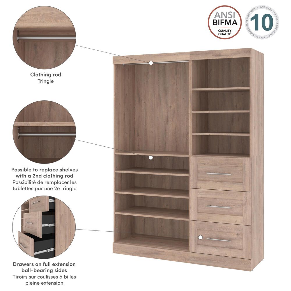 Bestar Pur 61&quot; Closet Organizer in Rustic Brown, , large