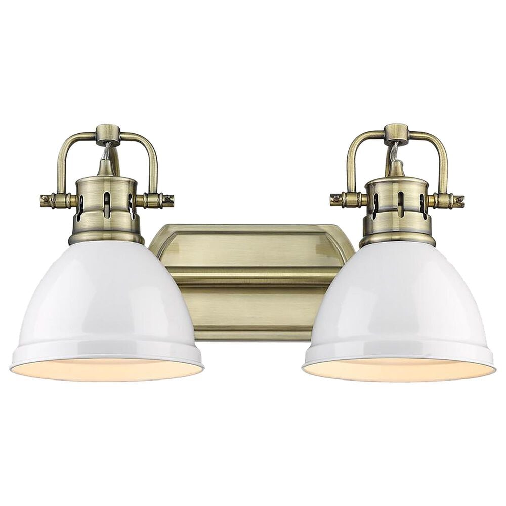Golden Lighting Duncan 2-Light Bath Vanity in Aged Brass and Glossy White, , large