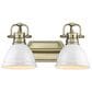 Golden Lighting Duncan 2-Light Bath Vanity in Aged Brass and Glossy White, , large