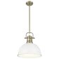 Golden Lighting Duncan 1-Light Pendant with Rod and Matte White Shade in Aged Brass, , large