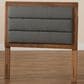 Baxton Studio Dexter Twin Panel Headboard with Dark Grey Fabric in Walnut Brown, , large