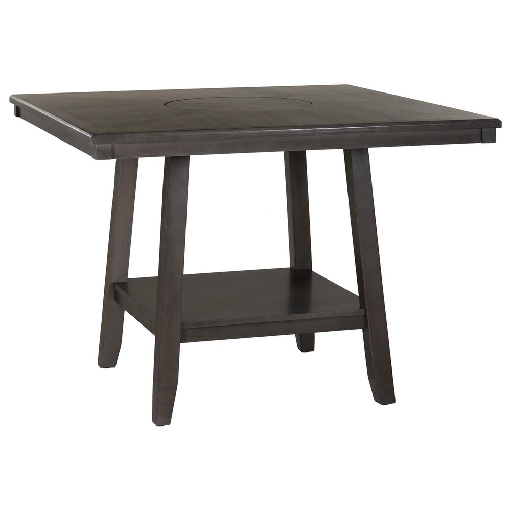 Linon Home Decor Spiva Counter Height Table with Lazy Susan in Grey - Table Only, , large