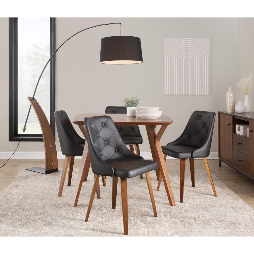LumiSource Robyn Mid-Century Modern Floor Lamp in Walnut Wood and Black Linen Shade by LumiSource, , large