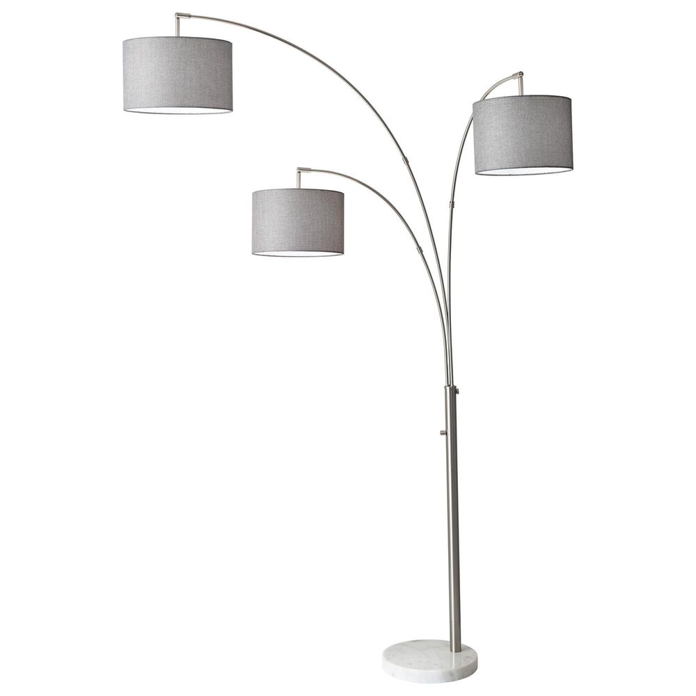 Adesso Bowery 3-Arm Arc Floor Lamp in Brushed Steel, , large