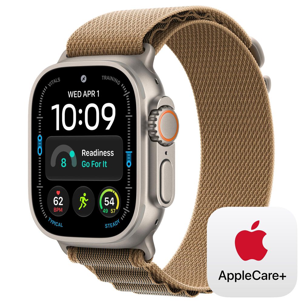 Apple Watch Ultra 4 (GPS + Cellular) 49mm Natural Titanium Case with Desert Alpine Loop - L and 2-Year AppleCare+, , large