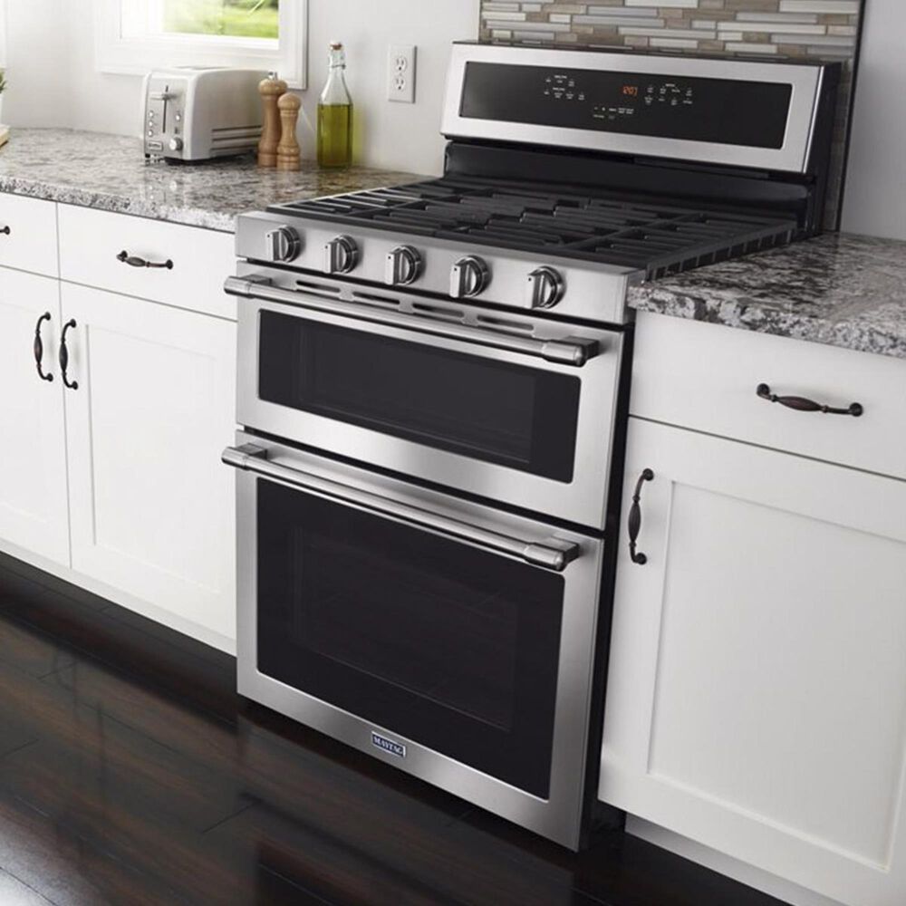 Maytag 6.0 Cu. Ft. 30Inch Wide Double Oven Gas Range With True Convection in Stainless Steel
