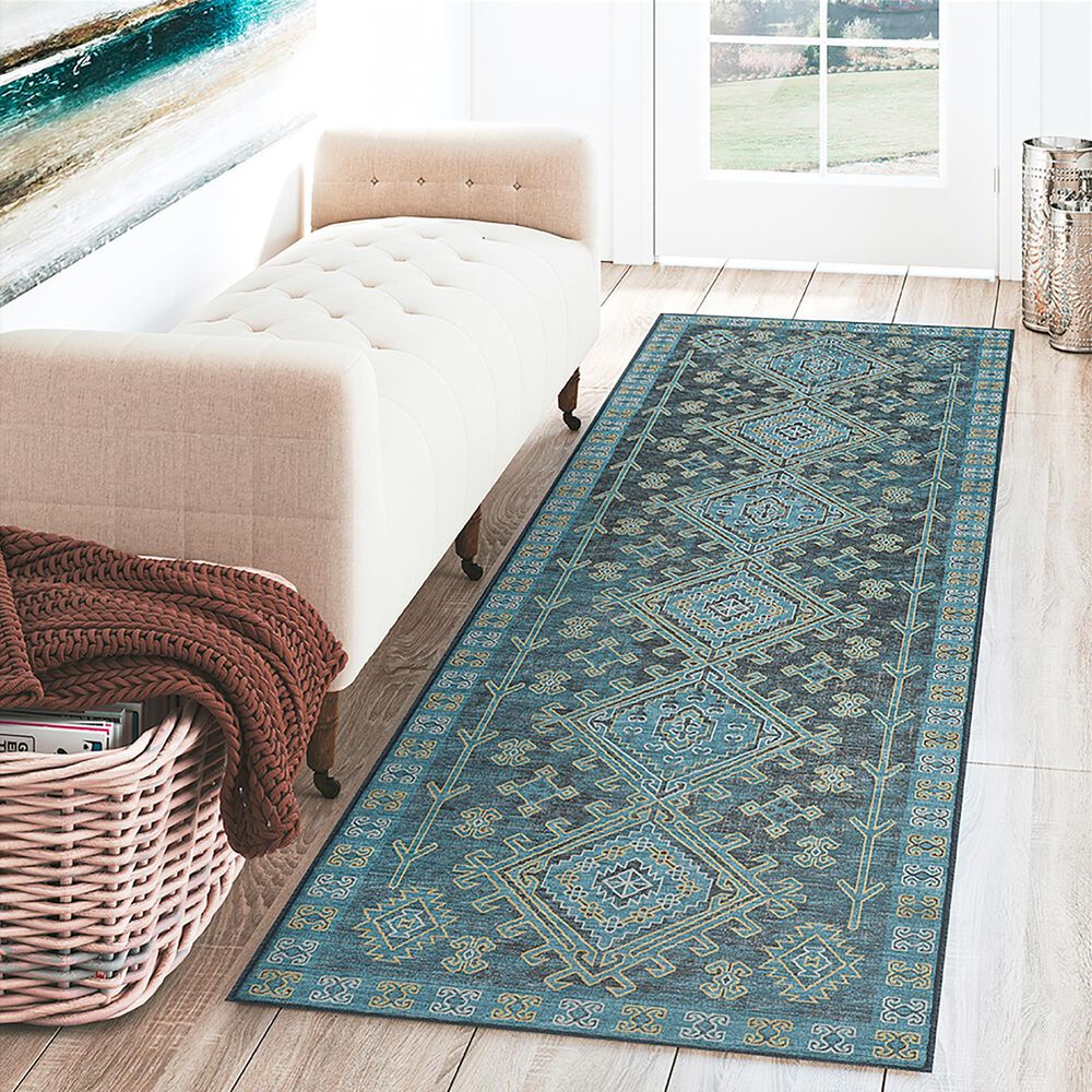Dalyn Rug Company Brisbane Southwestern 2&#39;3&quot; x 7&#39;6&quot; Navy Runner, , large