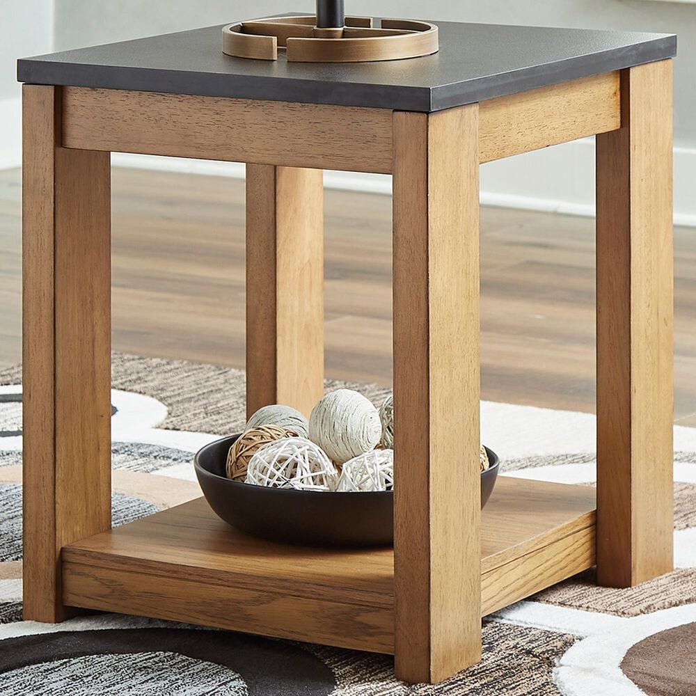Ashley Quentina End Table in Natural and Black, , large