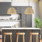 Golden Lighting Rue 5-Light Pendant in Matte Black with Woven Sweet Grass Shade, , large