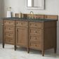James Martin Brittany 60" Single Bathroom Vanity in Pecan with 3 cm Parisien Bleu Silestone Top, Rectangular Sink and FreePower Wireless Charger, , large