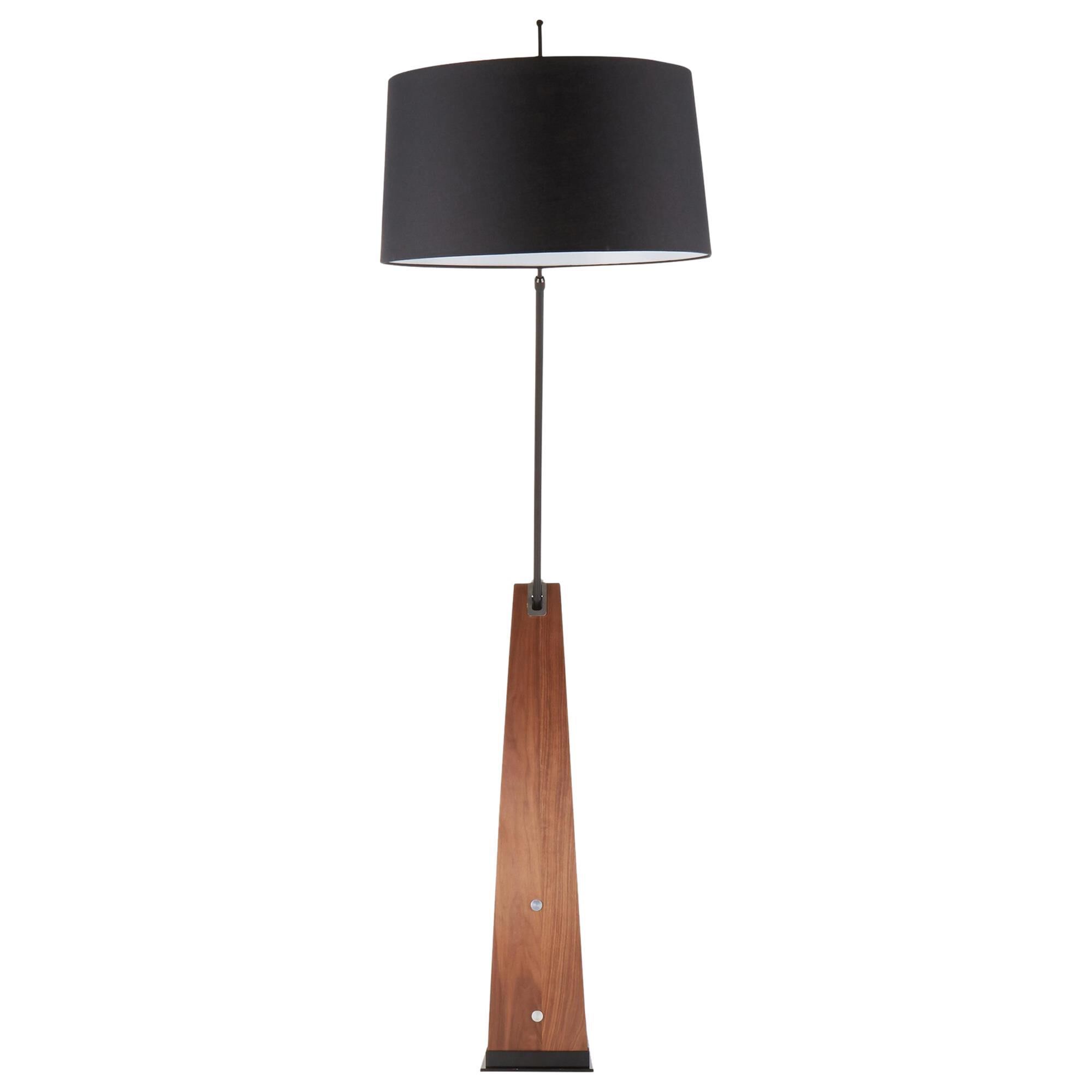 LumiSource Robyn Mid-Century Modern Floor Lamp in Walnut Wood and