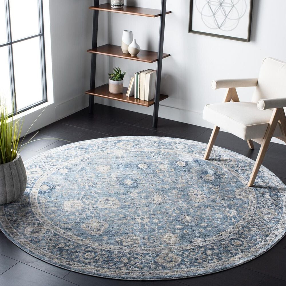 Safavieh Dream DRM408J 6&#39;7&quot; Round Grey and Turquoise Area Rug, , large