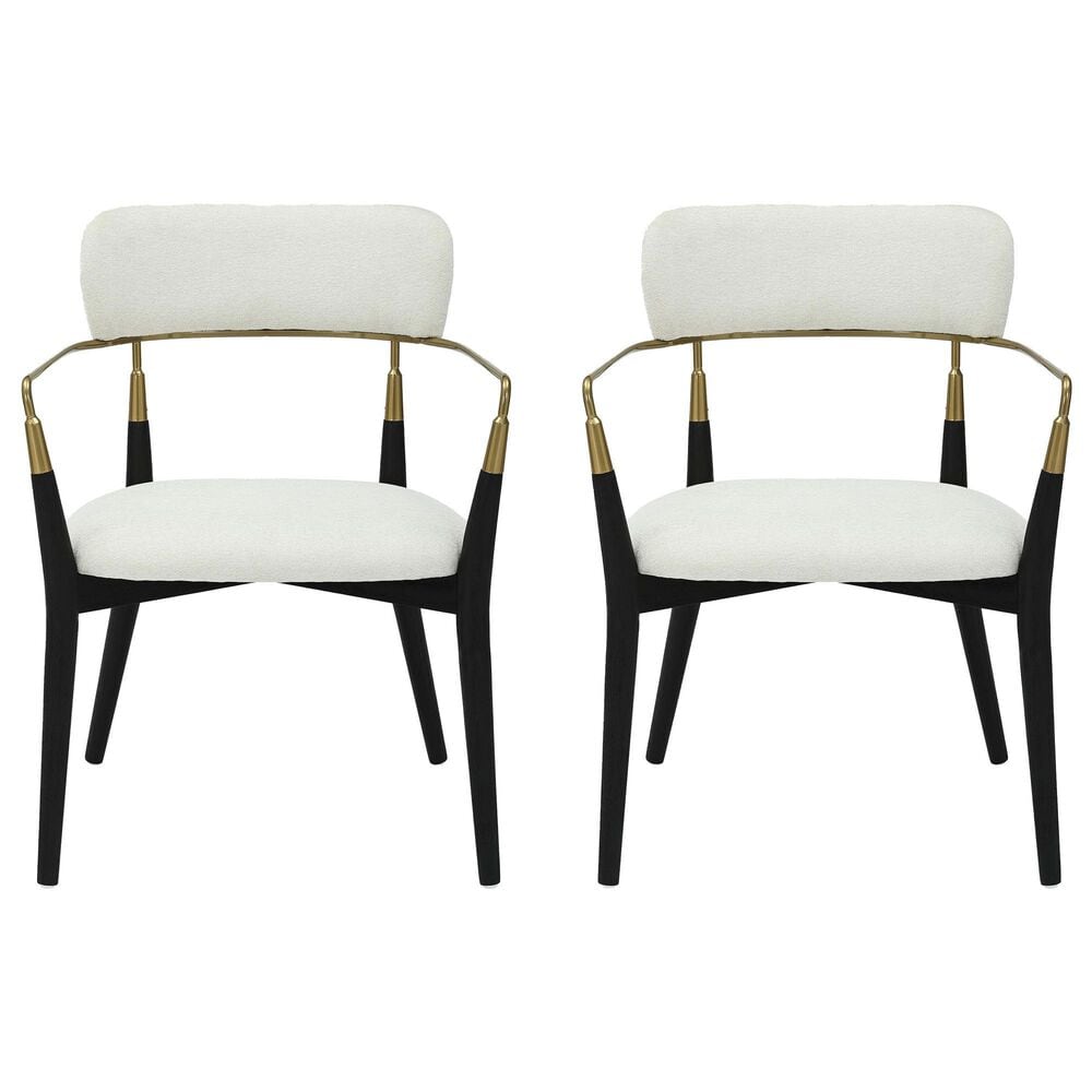 LumiSource Savannah Arm Chair with Cream Cushion in Black and Gold (Set of 2), , large
