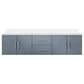 Lexora Home Geneva 72" Double Bathroom Vanity in Dark Grey with 2 cm White Quartz Top and Rectangular Sinks, , large