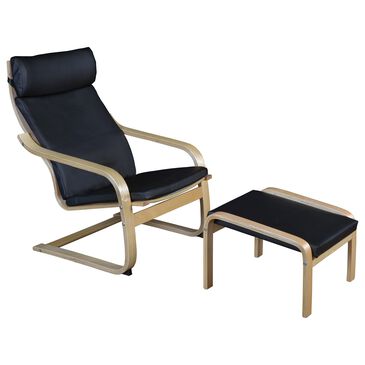 Regency Global Sourcing Niche Mia Reclining Chair and Ottoman in Natural and Black, , large