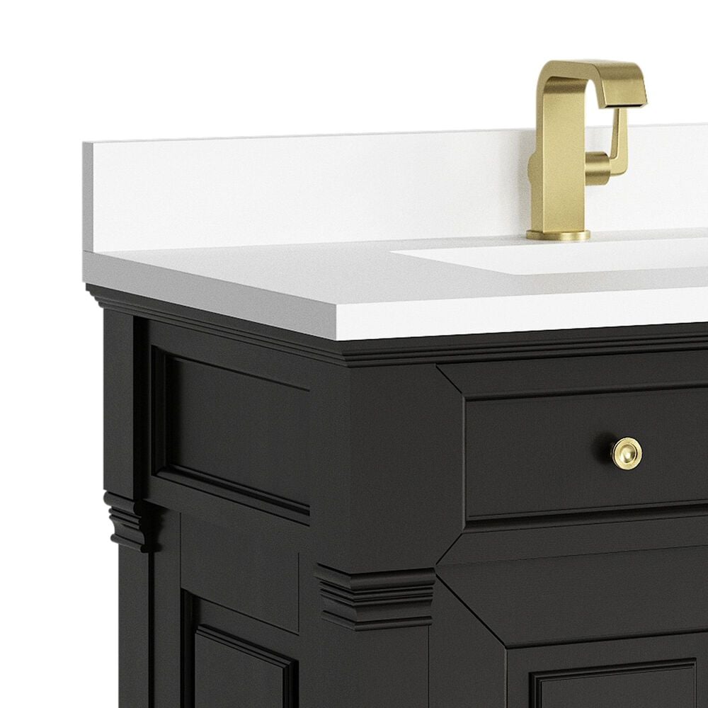 James Martin Vanities Brookfield 36&quot; Single Bathroom Vanity in Black Onyx with Single Hole 3 cm White Zeus Quartz Top and Rectangular Sink, , large
