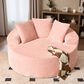 HOMLUX 59" Plush Corduroy Round Chair in Pink, , large