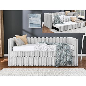 Crown Mark Hailey Daybed with Trundle in Light Grey, , large