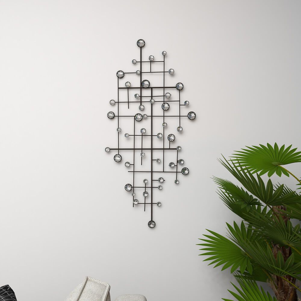 Maple and Jade 20&quot; x 42&quot; Glam Abstract Wall Decor in Matte Taupe and Silver, , large