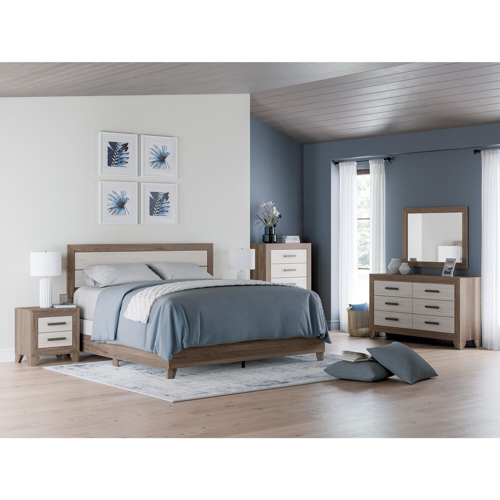 Ashley Sharnari 2-Drawer Nightstand in Warm Gray, Brown and Antique White, , large