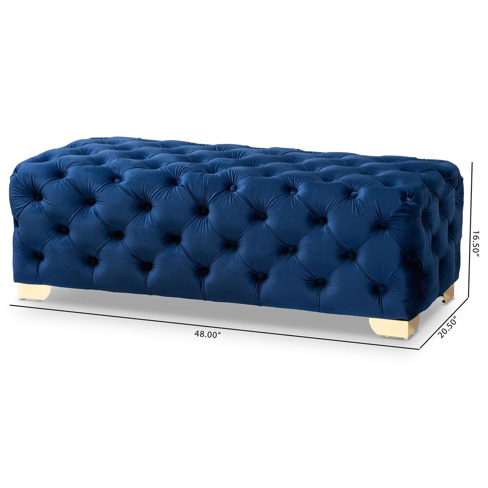 Baxton Studio Avara Bench Ottoman in Royal Blue, , large
